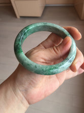 Load image into Gallery viewer, 60.5mm certified Type A 100% Natural sunny green gray black Jadeite Jade bangle BS81-9872