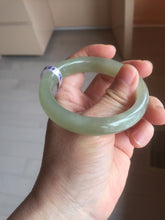 Load image into Gallery viewer, 54.2mm certified 100% Natural icy watery light beige pale pink gray white nephrite bangle HN124-1064