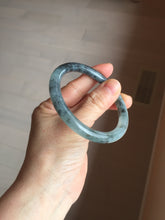 Load image into Gallery viewer, 55.4mm Certified Type A 100% Natural icy watery dark green/gray round cut Jadeite bangle AA133-6936