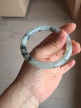 Load image into Gallery viewer, 56mm certificate 100% natural Type A white dark green ink painting (水墨) round cut jadeite jade bangle PC157-3144