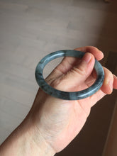 Load image into Gallery viewer, 55.4mm Certified Type A 100% Natural icy watery dark green/gray round cut Jadeite bangle AA133-6936