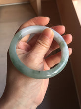 Load image into Gallery viewer, 57.5mm certified 100% natural Type A watermelon-rind green white Cool White Base with Misty Green Patches jadeite bangle PE18-2116