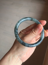 Load image into Gallery viewer, 55.4mm Certified Type A 100% Natural icy watery dark green/gray round cut Jadeite bangle AA133-6936