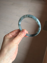 Load image into Gallery viewer, 55.4mm Certified Type A 100% Natural icy watery dark green/gray round cut Jadeite bangle AA133-6936