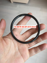 Load image into Gallery viewer, 54-64mm certified 100% Natural dark green black (青玉) slim round cut nephrite group Jade bangle HT106