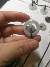 Load image into Gallery viewer, 21-25mm Type A 100% Natural icy watery light green/clear/white Jadeite Jade concentric circle safety Guardian ring Pendant (子母扣,同心环) group PA171