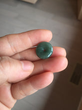 Load image into Gallery viewer, 9.5-17mm Type A 100% Natural icy watery oily dark green gray black(油青) Jadeite Jade Safety Guardian Button donuts Pendant group AU80 add on item