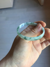 Load image into Gallery viewer, 51mm Certified Type A 100% Natural icy watery light green with green floating flowers thin Jadeite Jade bangle PJ57-1885