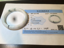 Load image into Gallery viewer, 59.4mm Certificated Type A 100% Natural White purple with green floating flowers Jadeite Jade bangle G110-1-9523