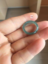 Load image into Gallery viewer, 15.3mm size 4 1/2 100% natural type A icy watery green/blue icy watery Guatemala slim jadeite jade band ring group AQ87