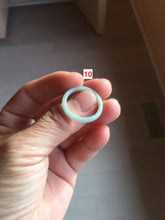 Load image into Gallery viewer, 18.8mm size 8 3/4 100% natural type A icy watery green/blue slim style Guatemala jadeite jade band ring group BP73