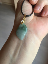 Load image into Gallery viewer, 100% natural type A jadeite jade icy watery yellow green black Willow leaf pendant group AX152