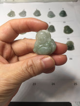 Load image into Gallery viewer, 100% Natural type A icy watery oily dark green(油青) happy Buddha jadeite pendant BS126