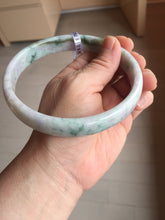 Load image into Gallery viewer, 78.5mm certified Type A 100% Natural light green sunny green purple white plus size flat style Jadeite Jade bangle J131-2213