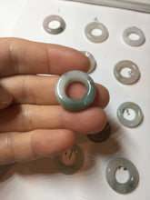 Load image into Gallery viewer, 17.9-21mm Type A 100% Natural light green purple green white Jadeite Safety Guardian Button donuts pendant PF25