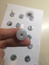 Load image into Gallery viewer, 18mm Type A 100% Natural green/purple/white Jadeite Jade safety Guardian donut Pendant group m99