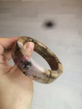 Load image into Gallery viewer, 54.9mm 100% natural pink/black time series(时光系列) rose stone (Rhodonite)square bangle XY83