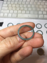 Load image into Gallery viewer, 19.6mm size 9 3/4 100% natural type A icy watery green/blue slim style Guatemala jadeite jade band ring group PE130