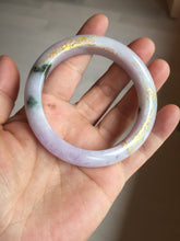 Load image into Gallery viewer, 56mm Certified 100% Natural type A green/light purple carved and golden-painted Jadeite Jade bangle PC70-(8712)