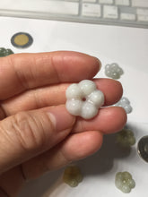 Load image into Gallery viewer, Type A 100% Natural light green/white/purple jadeite Jade Hawaiian flower Pendant AA66