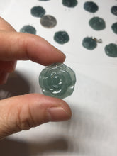 Load image into Gallery viewer, 100% Natural type A icy watery blue green gray Guatemala jadeite Rose Pendant group BP181