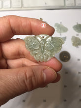 Load image into Gallery viewer, 100% Natural type A icy watery light green clear Jadeite Jade butterfly pendant PH113-(6-13)