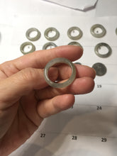 Load image into Gallery viewer, Size 6 -9 1/2 100% natural type A icy watery light yellow gray black white (灰冰) jadeite jade band ring PC228