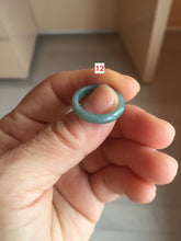 Load image into Gallery viewer, 15.3mm size 4 1/2 100% natural type A icy watery green/blue icy watery Guatemala slim jadeite jade band ring group AQ87