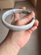Load image into Gallery viewer, 78.5mm certified Type A 100% Natural light green sunny green purple white plus size flat style Jadeite Jade bangle J131-2213