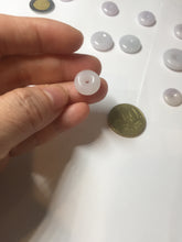 Load image into Gallery viewer, 11.9-19.7mm Type A 100% Natural light purple white gary Jadeite Jade Safety Guardian Button donuts Pendant group AA69