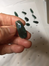 Load image into Gallery viewer, 100% Natural type A dark green gray black Guatemala Jadeite Jade thin blessed melon pendant PA210