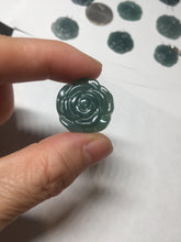 Load image into Gallery viewer, 100% Natural type A icy watery blue green gray Guatemala jadeite Rose Pendant group BP181