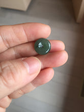 Load image into Gallery viewer, 9.5-17mm Type A 100% Natural icy watery oily dark green gray black(油青) Jadeite Jade Safety Guardian Button donuts Pendant group AU80 add on item