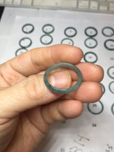 Load image into Gallery viewer, 18.8mm size 8 3/4 100% natural type A icy watery green/blue Guatemala jadeite jade band ring group PE27