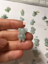 Load image into Gallery viewer, Type A 100% Natural icy watery light green sunny geen purple white clear jadeite jade cute baby bear pendant PH114 Add on item