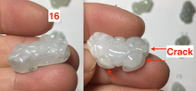 Load image into Gallery viewer, 100% natural type A icy watery jadeite jade green/white 3D PiXiu(貔貅) pendant group necklace F160