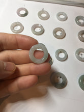 Load image into Gallery viewer, 17.9-21mm Type A 100% Natural light green purple green white Jadeite Safety Guardian Button donuts pendant PF25