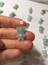 Load image into Gallery viewer, Type A 100% Natural icy watery light green sunny geen purple white clear jadeite jade cute baby bear pendant PH114 Add on item