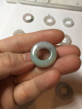 Load image into Gallery viewer, 17.9-21mm Type A 100% Natural light green purple green white Jadeite Safety Guardian Button donuts pendant PF25