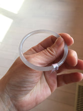 Load image into Gallery viewer, 52.5mm Certified 100% Natural icy gray (灰冰) slim round cut nephrite jade bangle HF125-9106