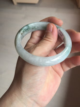 Load image into Gallery viewer, 55mm certified 100% natural icy watery light green with green floating flowers jadeite jade bangle AS88-7068