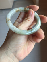 Load image into Gallery viewer, 54.5mm Certified type A 100% Natural light green brown with floating Osmanthus flowers Jadeite bangle PB247-(2795)