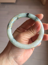Load image into Gallery viewer, 58mm certified 100% natural type A green with green floating flowers carved flowers golden-painted round cut jadeite bangle PH149-5865