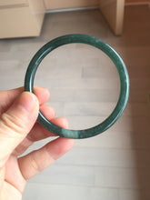 Load image into Gallery viewer, 60.6mm Certified Type A 100% Natural dark green blue gray black slim round cut Guatemala Jadeite bangle PC187-0783