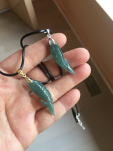 Load image into Gallery viewer, 100% Natural Type A Icy Watery Dark Green Blue-Gray Jadeite Jade 3D Fish Guatemala Pendant Add-On Item PC225