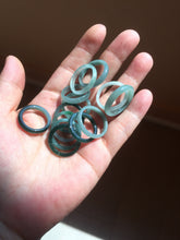 Load image into Gallery viewer, 15.9mm 5 1/4 100% natural type A icy watery green/blue icy watery Guatemala jadeite jade band ring group BP86