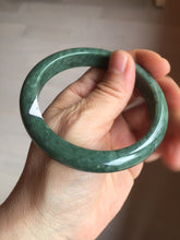 Load image into Gallery viewer, 58mm certified type A 100% Natural oily spinach green jadeite jade bangle PC12-9257