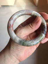 Load image into Gallery viewer, 54.4mm 100% natural pink/black/brown/yellow/black chubby round cut rose stone (Rhodonite) bangle SY131