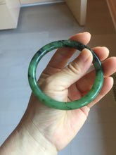 Load image into Gallery viewer, 58mm Certified 100% Natural Fresh Young Green/Dark Green/Black Green Ink Painting (绿水墨) Round Cut Nephrite (Wulanhai 乌兰海碧玉) Bangle HN150-7311