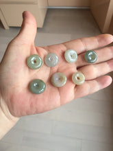 Load image into Gallery viewer, 9.5-17mm Type A 100% Natural icy watery oily dark green gray black(油青) Jadeite Jade Safety Guardian Button donuts Pendant group AU80 add on item